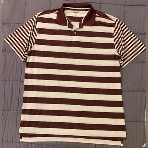 Tabasco Men's Burgundy and White Striped Polo